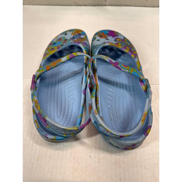 Crocs Classic Clog‎ Flower Power Girls Blue 2-Straps Multi Color Size 7/8 - Picture 3 of 5